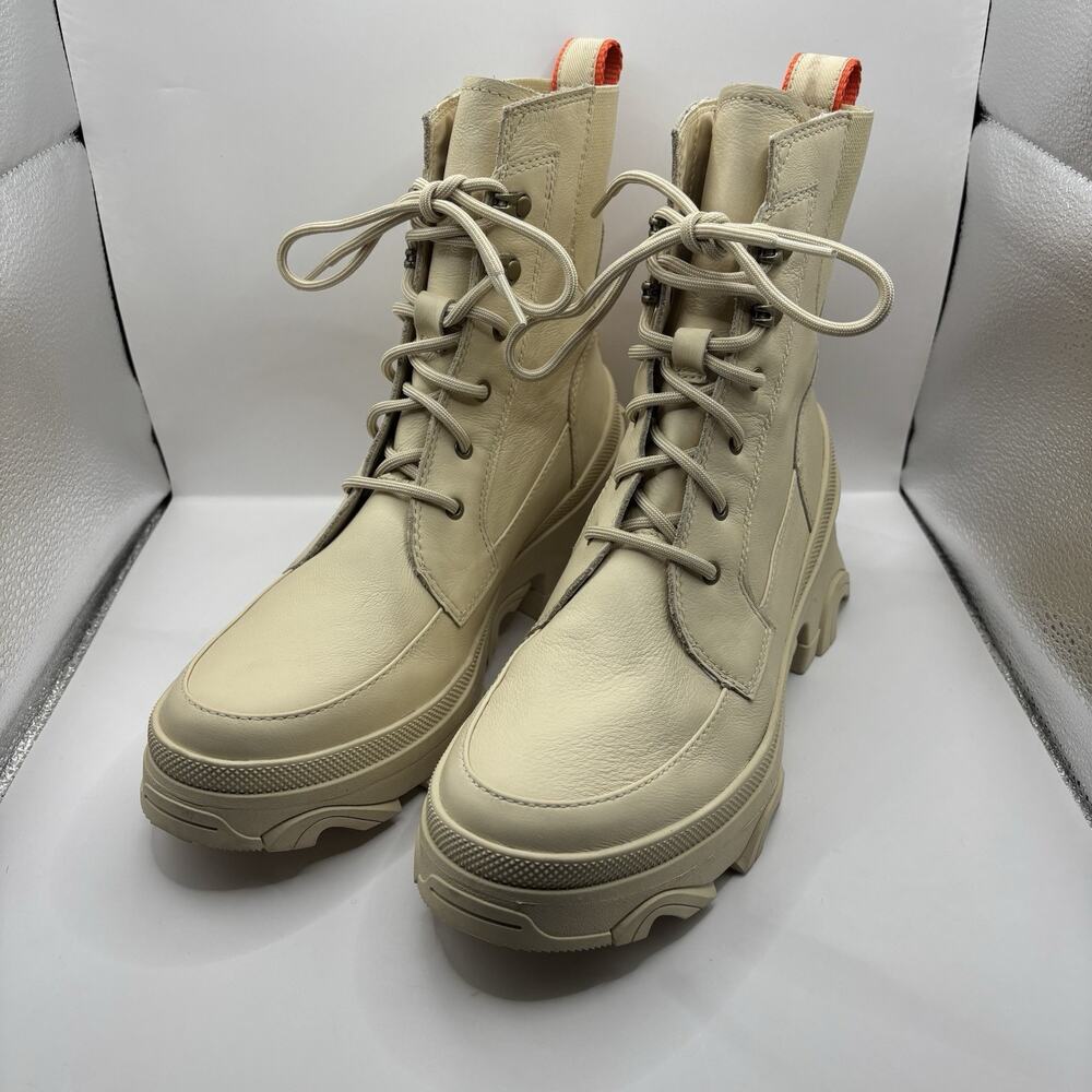SOREL Brex Boot Lace Waterproof Ceramic Orange Chunky Combat Boots Size 9